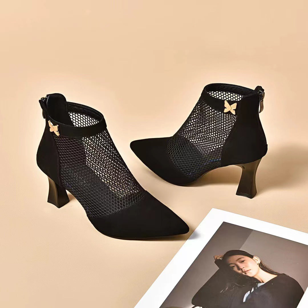 Women's Roman Spring Elegant Pointed Toe Chunky Heels