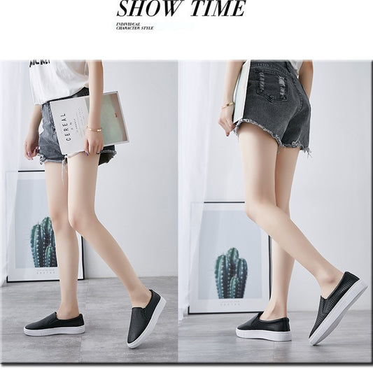 Women's & Men's Summer Breathable One Pedal White Hollowed Sneakers