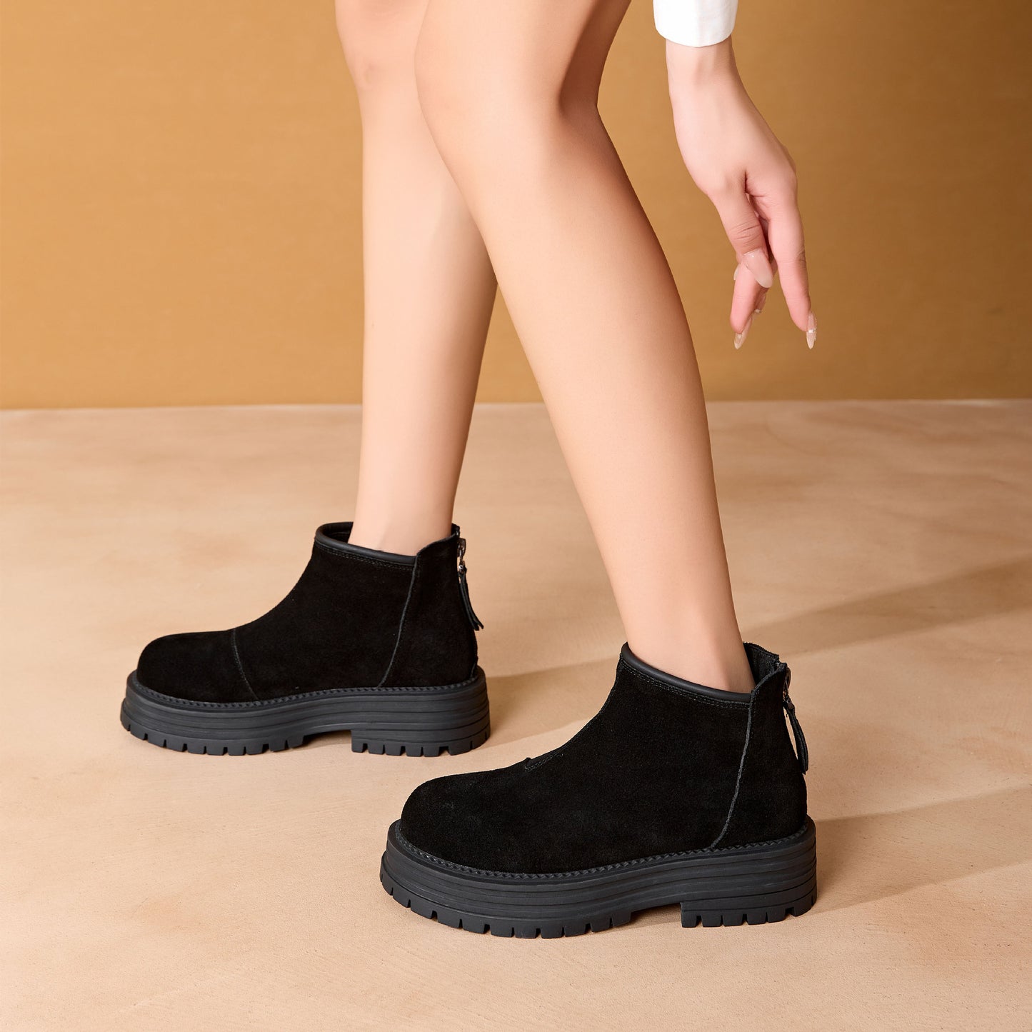 Women's Ankle Winter Fashion Vintage Fleece-lined Warm Soft Boots