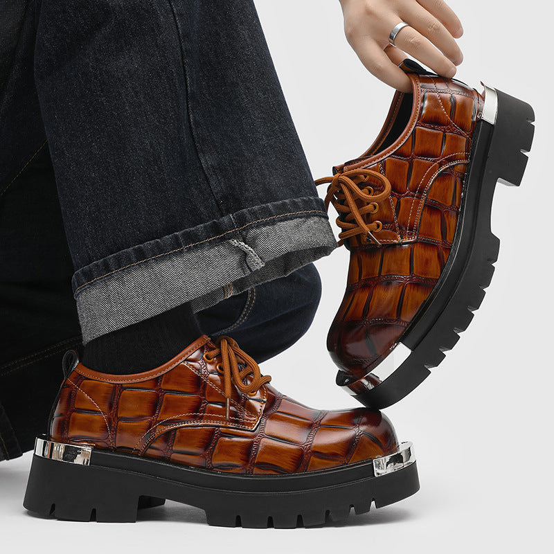 Men's Green British Style Big Head Trendy Men's Shoes