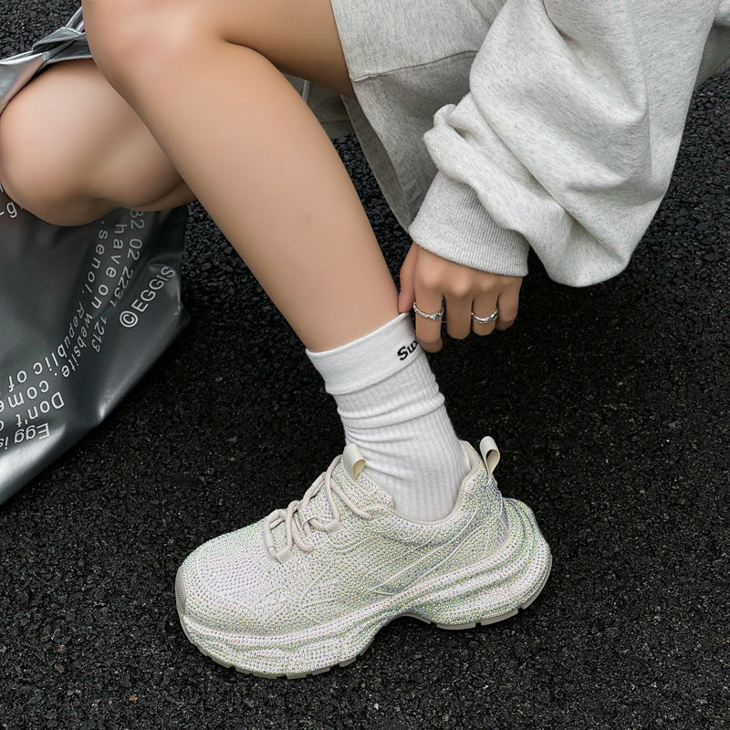 Women's Diamond Paris Dad Spring Thick Bottom Sneakers