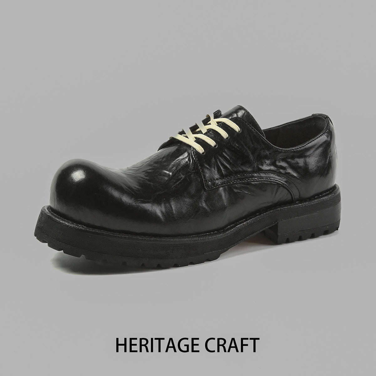 Men's Low Top Korean Big Head Genuine Fashion British Style Retro Men's Casual Leather Shoes