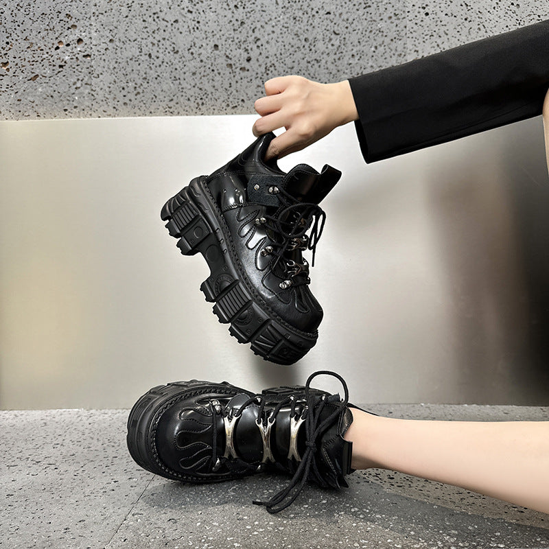 Summer Spanish Contrast Color Punk Muffin Height Increased Platform Boots