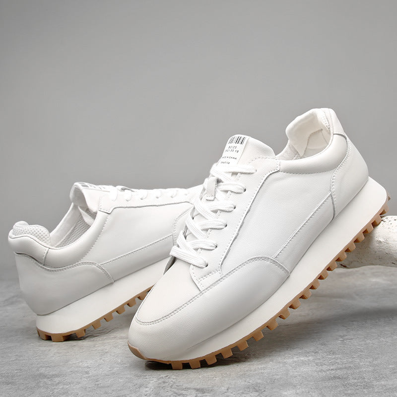 Men's Thick-soled Korean Fashion White Stylish Sneakers
