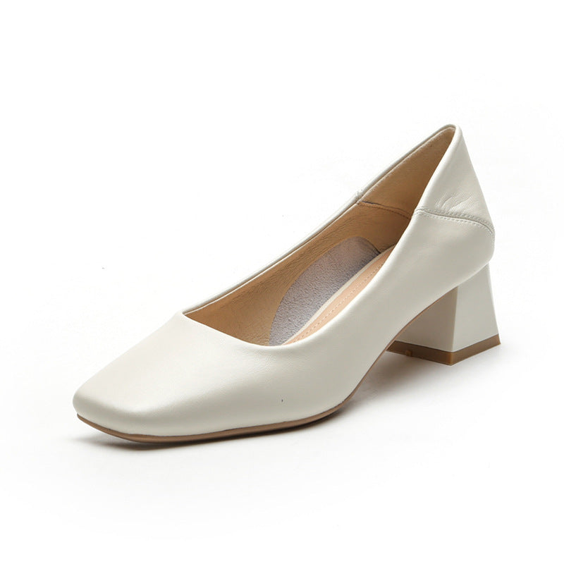 Women's Grandma Chunky Low-cut Female Square Toe Casual Shoes