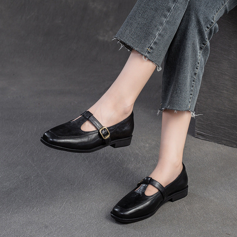 Women's Shu Autumn Buckle Flat Bottom Comfort Loafers