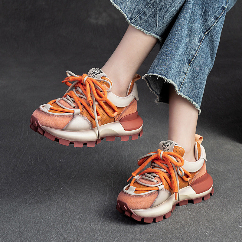 Women's Platform Heightened Daddy Comfortable Top Layer Casual Shoes
