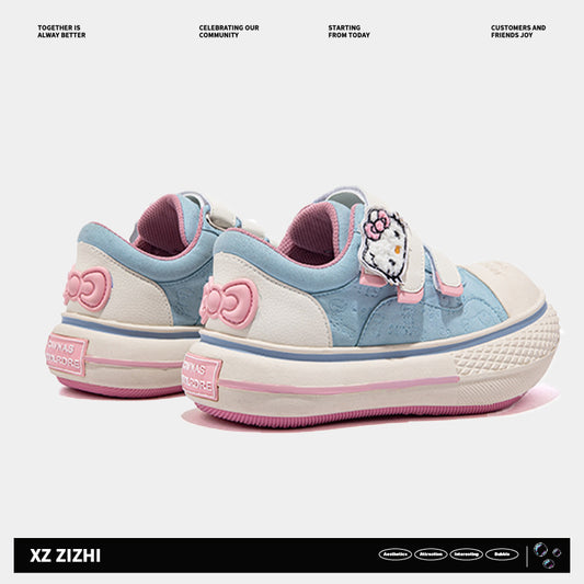 Women's Bottom Increased Big Head Blue Cute Canvas Shoes
