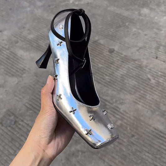 Women's High Classical Dance Black Chunky Mary Heels