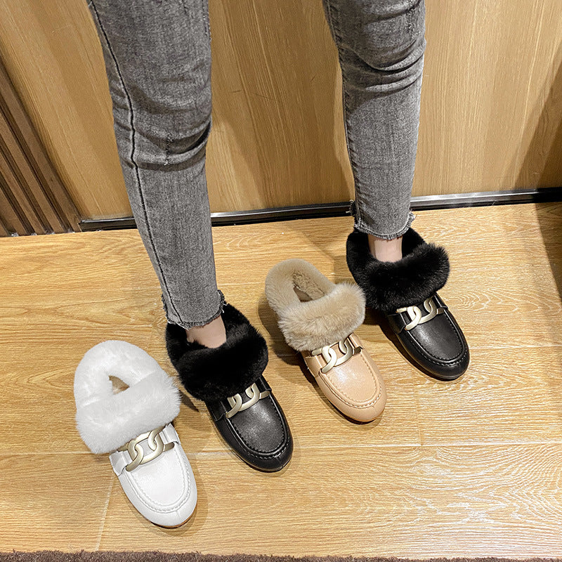 Women's Fur Winter Fleece-lined Rabbit Thermal Cotton Snow Boots