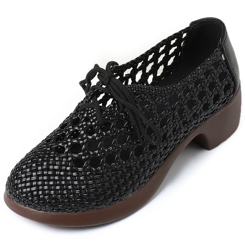 Women's Authentic Weave Chunky Soft Bottom Small Retro Sandals