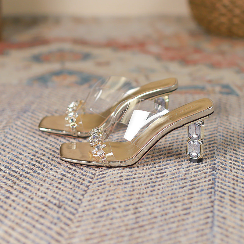 Transparent V Outer Wear Elegant Sexy Heels