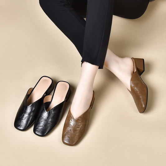 Women's Wear Summer Square Toe Simple Temperament Heels