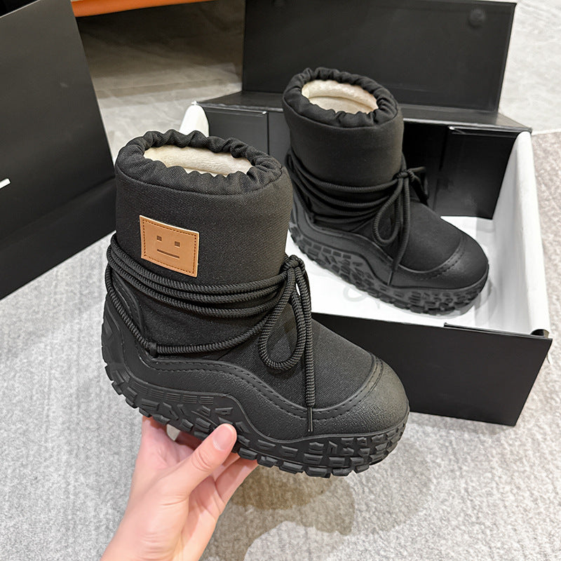 Women's Chubby Cute Smiley Thick Bottom Waterproof Snow Boots