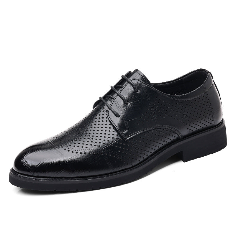 Men's Four Black Business Formal Wear British Leisure Leather Shoes