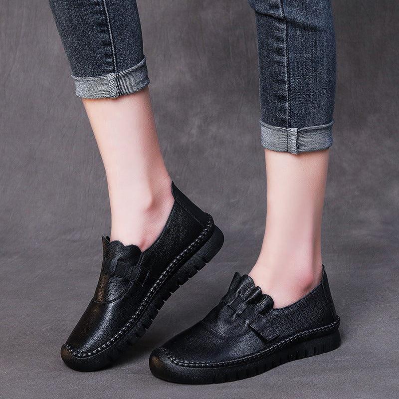 Women's First Layer Cowhide Black Genuine Pumps Women's Shoes