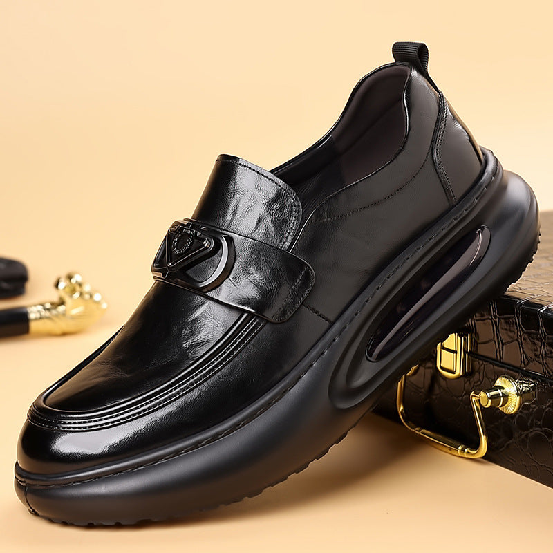 Men's Layer Cowhide Walking Genuine Business Breathable Trendy Casual Shoes