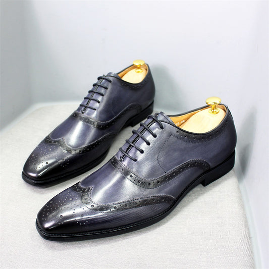 Men's British Style Brogue Oxford Business Breathable Leather Shoes