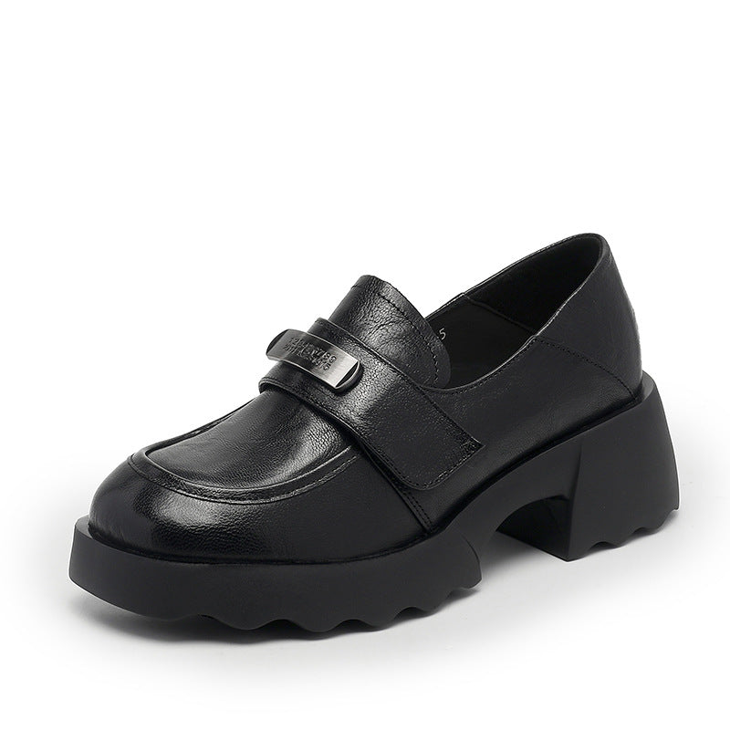 Slip-on Sheepskin Platform Commuter British Style Loafers