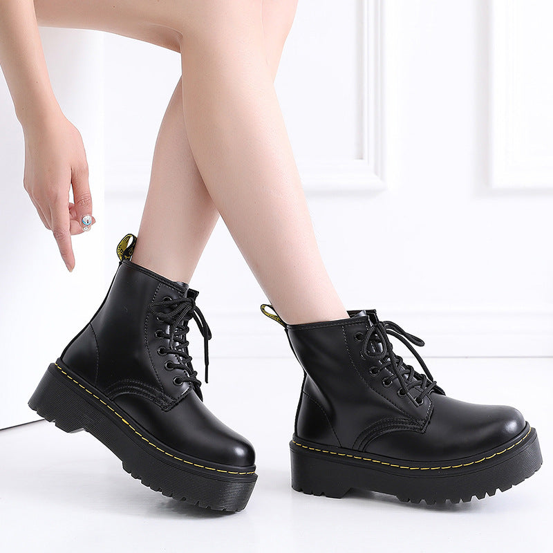 Women's Thick-soled British Martin Genuine Short Platform Boots