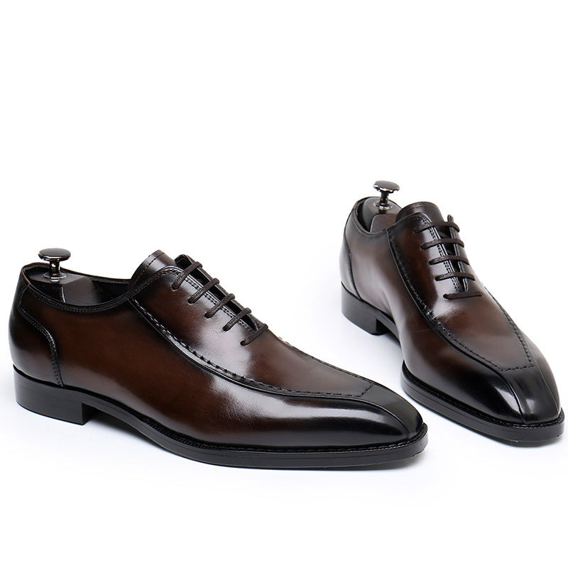 Men's Vintage Oxford Handmade Square Toe Laces Business Leather Shoes