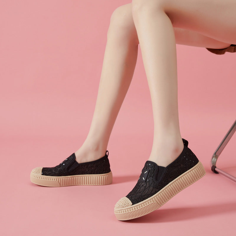 Women's Comfortable Breathable Lace Fisherman Summer Campus Casual Shoes