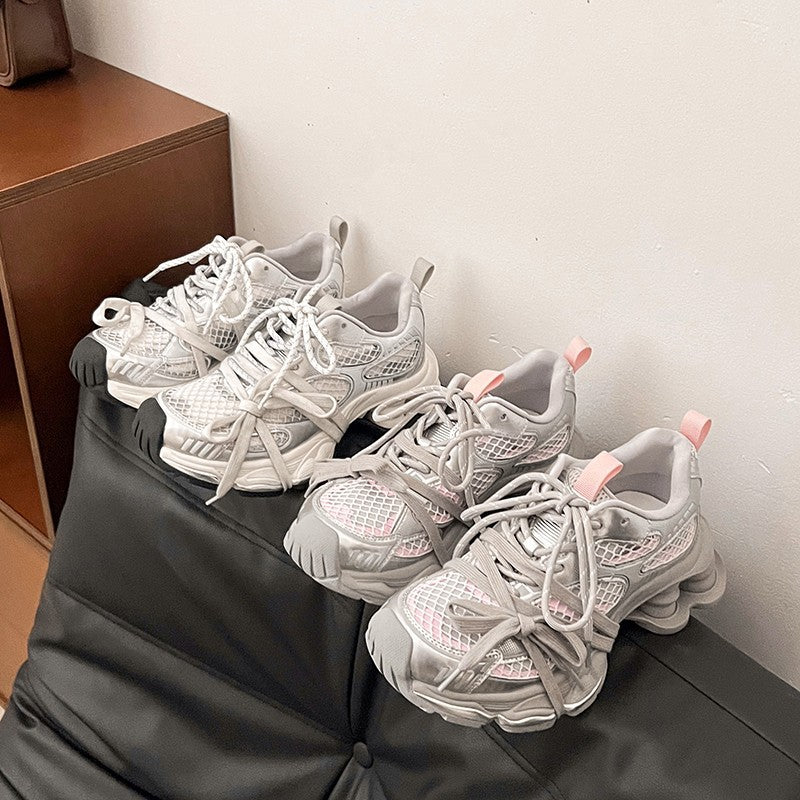 Women's Platform Dad Spring Mesh Breathable Increased Sneakers