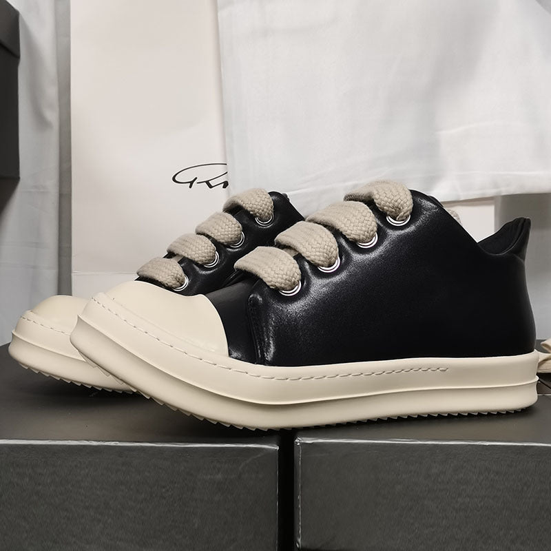 Men's Platform Increased Lace Up Round Toe Sneakers