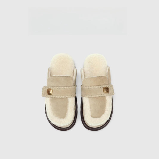 Women's Authentic Toe Box Fleece-lined Half Outdoor Slippers