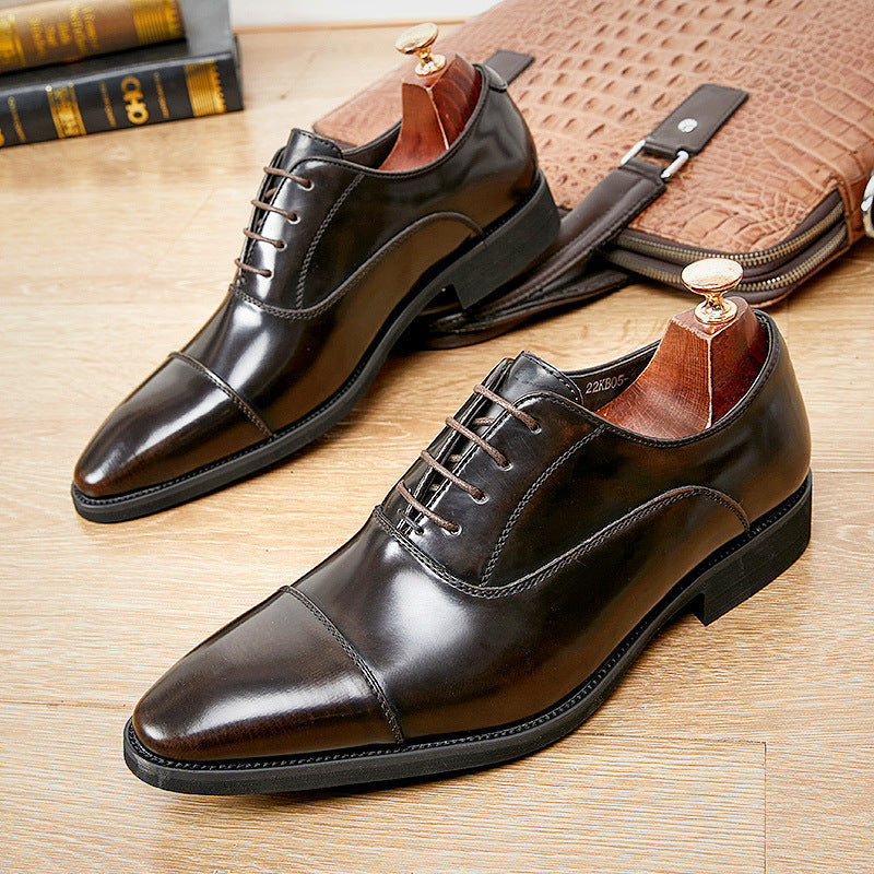 Men's Increasing Insole Formal Wear Soft Bottom Oxford Pointed Leather Shoes