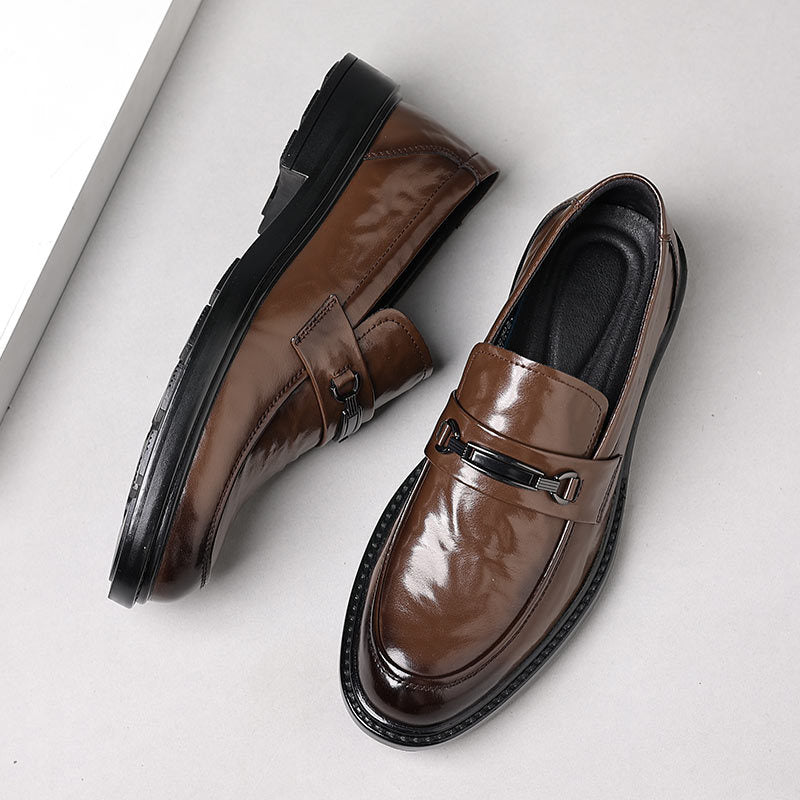 Men's Bottom Platform Peas Business Formal Wear Leather Shoes
