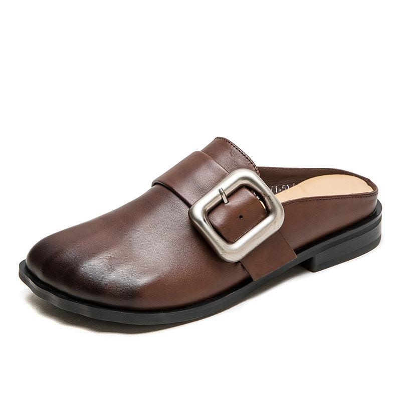 Women's Flat Fashion Toe Box For Outdoors Half British Sandals
