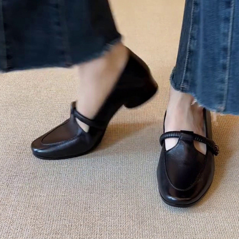 Women's Camellia Mary Jane Spring Shape With Leather Shoes