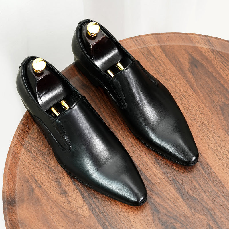Men's Business Formal Wear Genuine Cattlehide Surface Leather Shoes