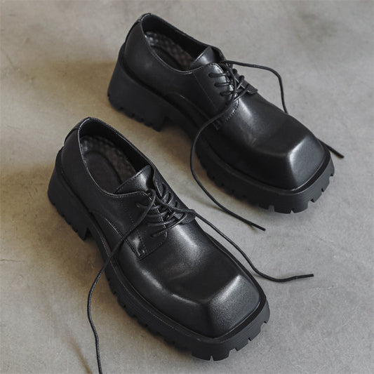 Men's Paris Platform Elevator Wild British Derby Leather Shoes