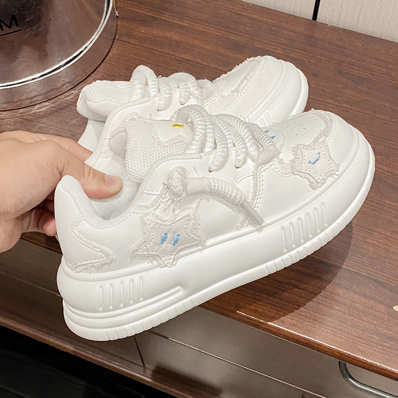 Women's & Men's Bread White Retro Platform Versatile Fashion Sneakers