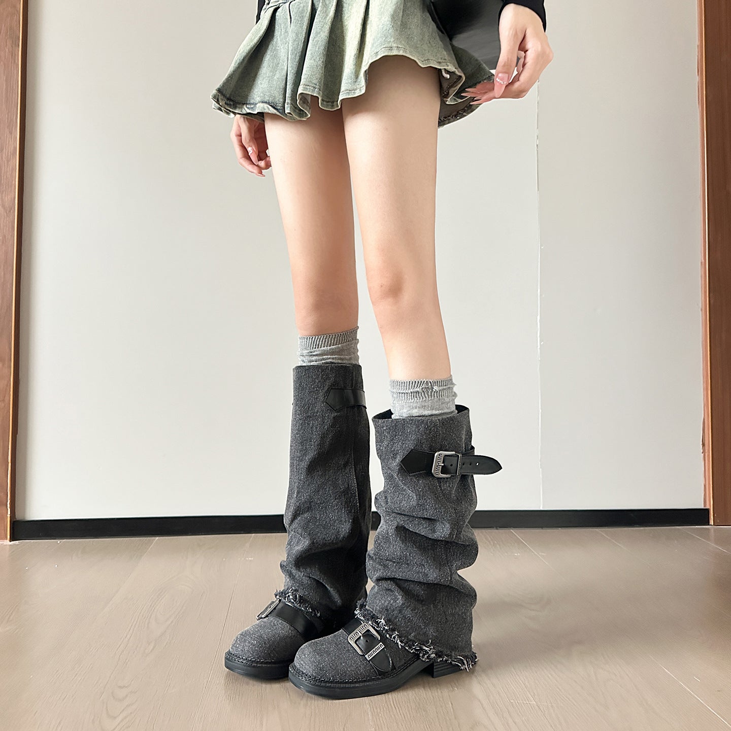 Women's Autumn Fat Chunky Sleeve Cowboy Waste Soil Boots