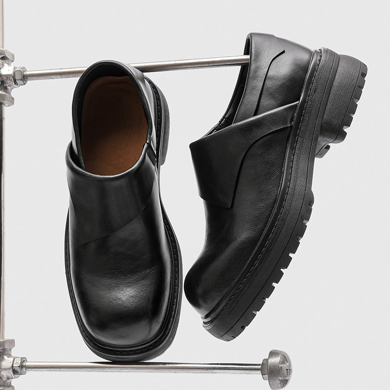 Thick Bottom Increased Big Head Male Leather Shoes