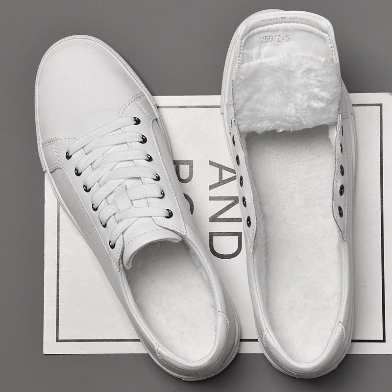 Women's & Men's Large Size White Cowhide Soft Bottom Men's Board Shoes