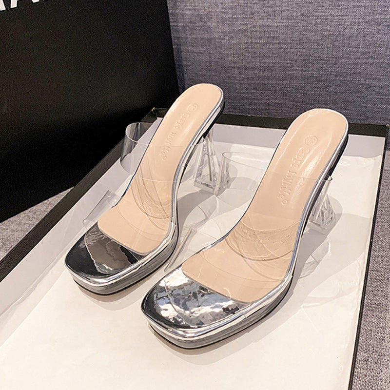 Women's Summer Night Show Stage High Sexy Transparent Heels