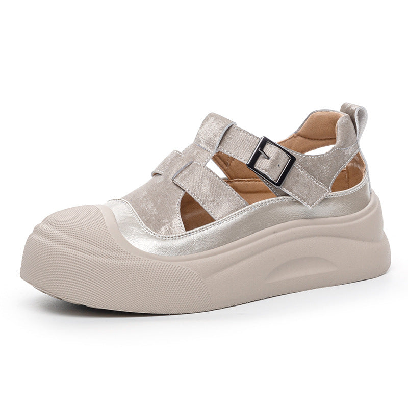 Women's Breathable Hollowed Leisure Platform Roman Super Hot Closed Toe Casual Shoes