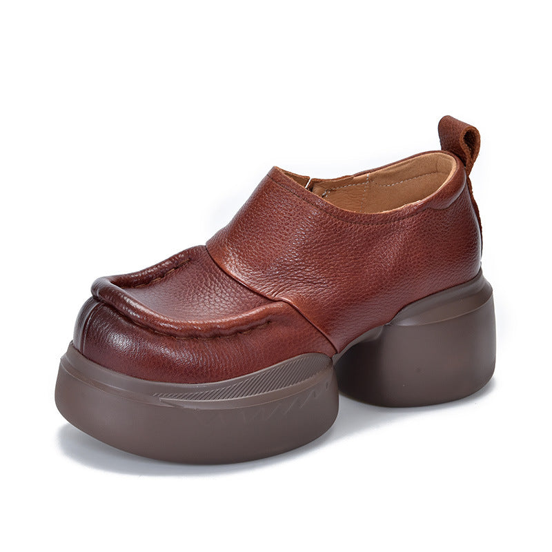 Women's Pumps Genuine Retro Round Toe High-cut Casual Shoes