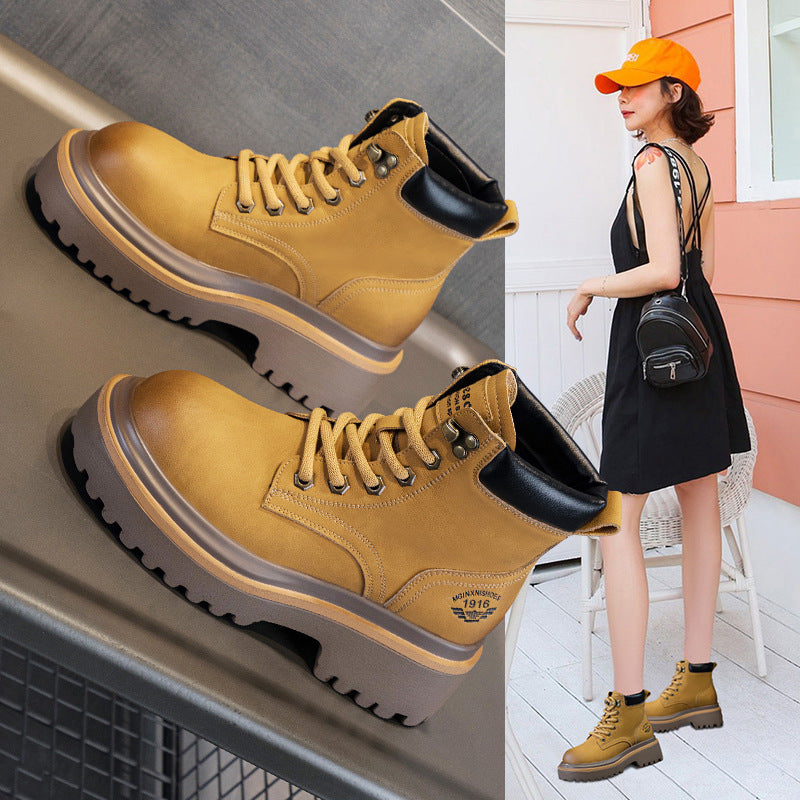 Women's Martin For Retro British Style Ankle Locomotive Worker Women's Casual Shoes