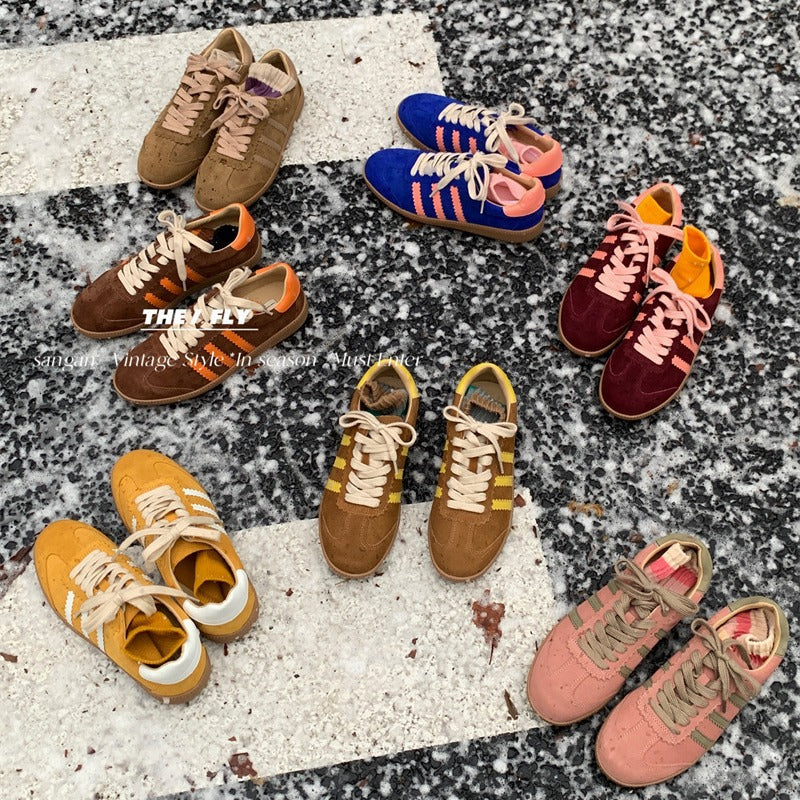 Women's German Training Large Collection Three Bars Cowhide Stitching Leisure Casual Shoes