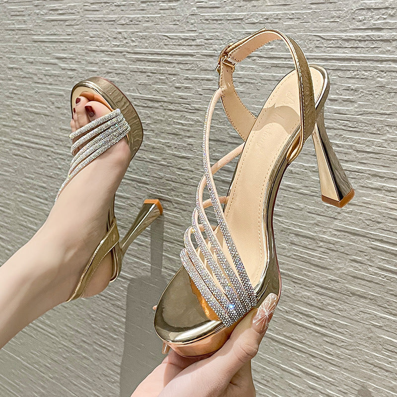 Women's Classy High Everyday Joker Stiletto Rhinestone Heels
