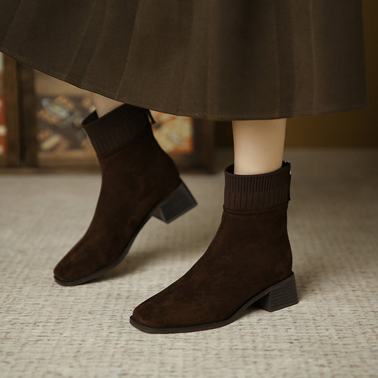 Women's Stretch Knitted Veet Back Zipper Fashion Boots