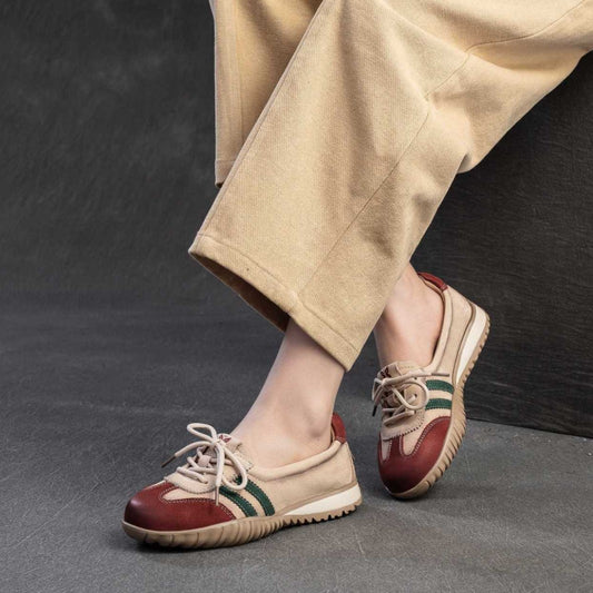 Women's First Layer Cowhide Spring Breathable Slimming Casual Shoes
