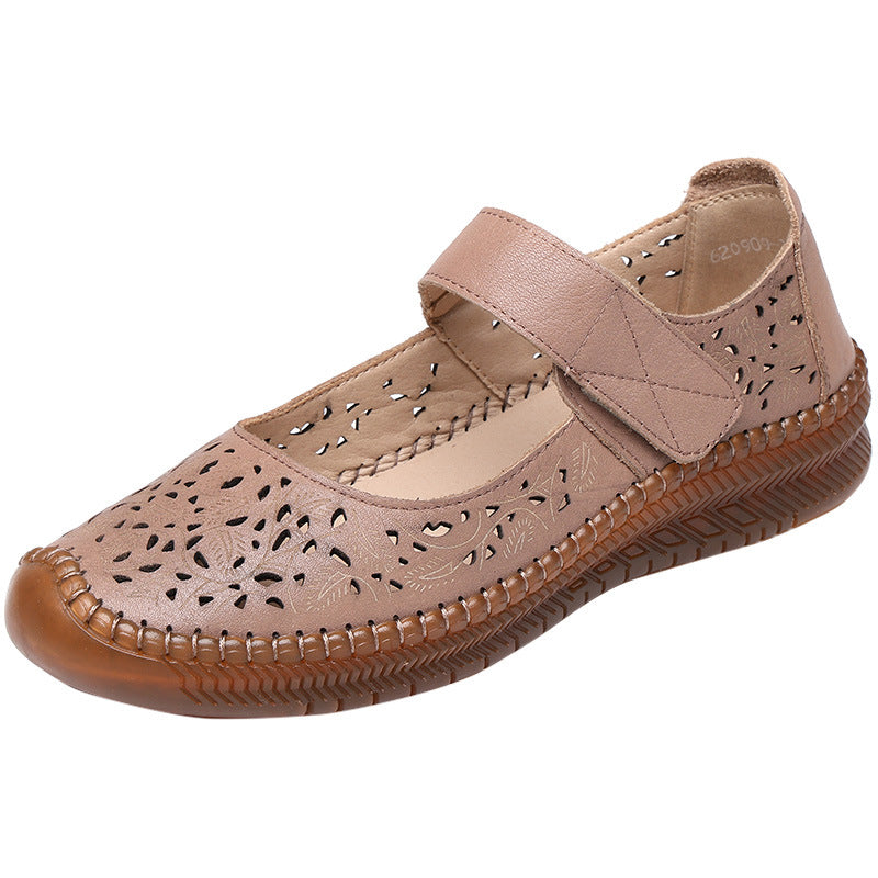 Women's Genuine Soft Bottom Mother Hollow Out Sandals