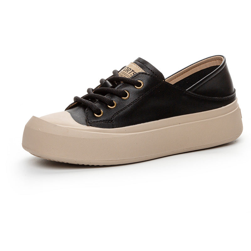 Women's White Autumn Retro Platform Oversized Sneakers