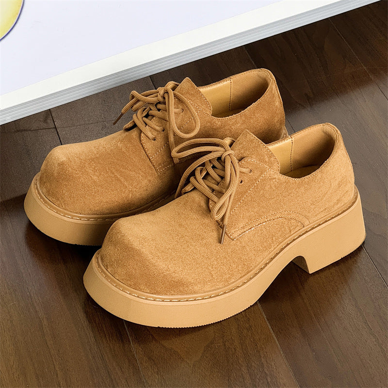 Men's American High Street Derby Big Head Leather Shoes